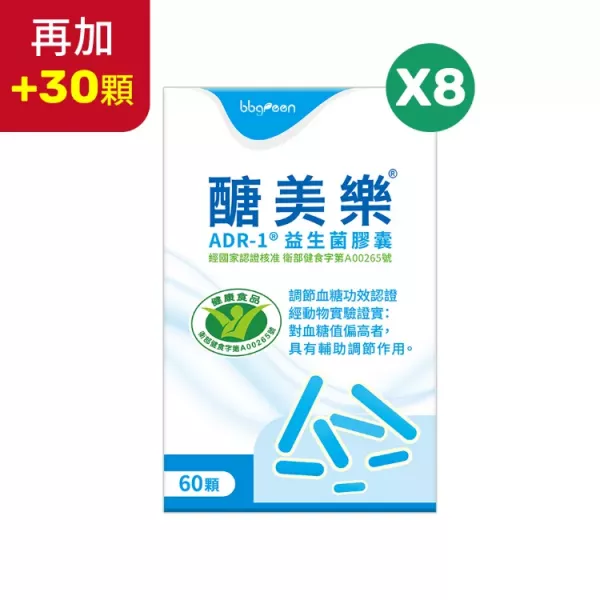 【8盒+30粒】醣美樂® 專利益生菌膠囊 60顆/盒